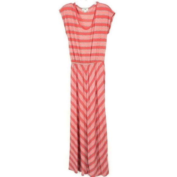 Puella Size S Pink Gray Chevron Striped Maxi Dress - Picture 1 of 4